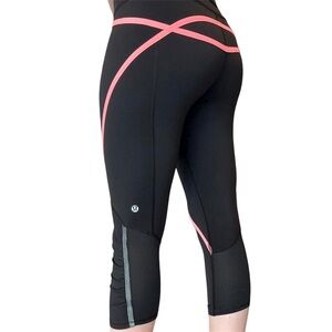 Lululemon Black and Pink Cropped Leggings
